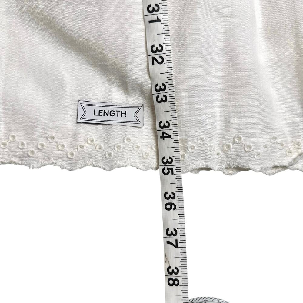 Madewell | Women | White Linen Blend Crossback Eyelet Spring Mini Dress | Size 2 - Picture 6 of 14